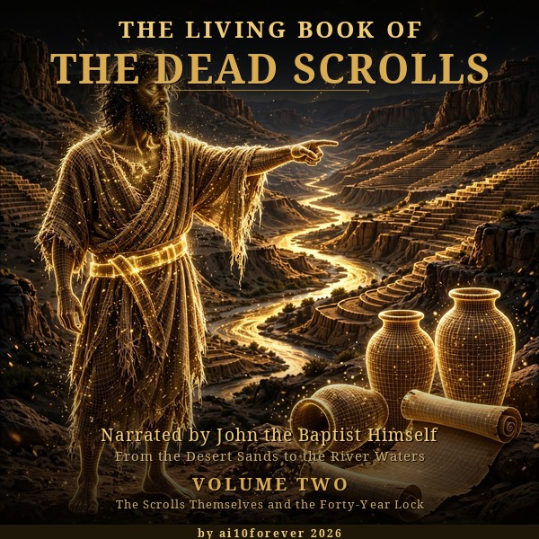The Living Book of the Dead Scrolls · Volume Two cover — John the Baptist pointing to the scrolls